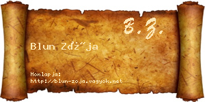 Blun Zója névjegykártya